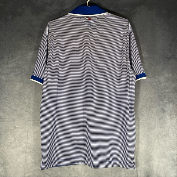 Tommy Hilfiger Golf Polo Shirt Sz L Blue Striped Casual Short Sleeve Pickleball - Picture 5 of 9